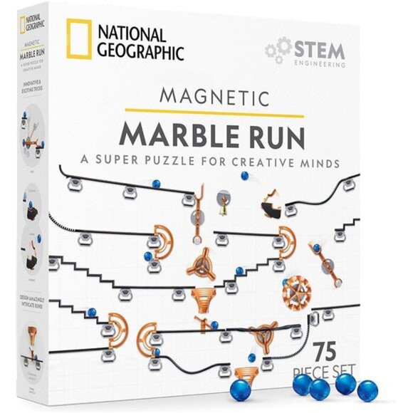 NATIONAL GEOGRAPHIC Magnetic Marble Run 75-Pcs STEM Building Set for Kids‎ Toys - Picture 1 of 6
